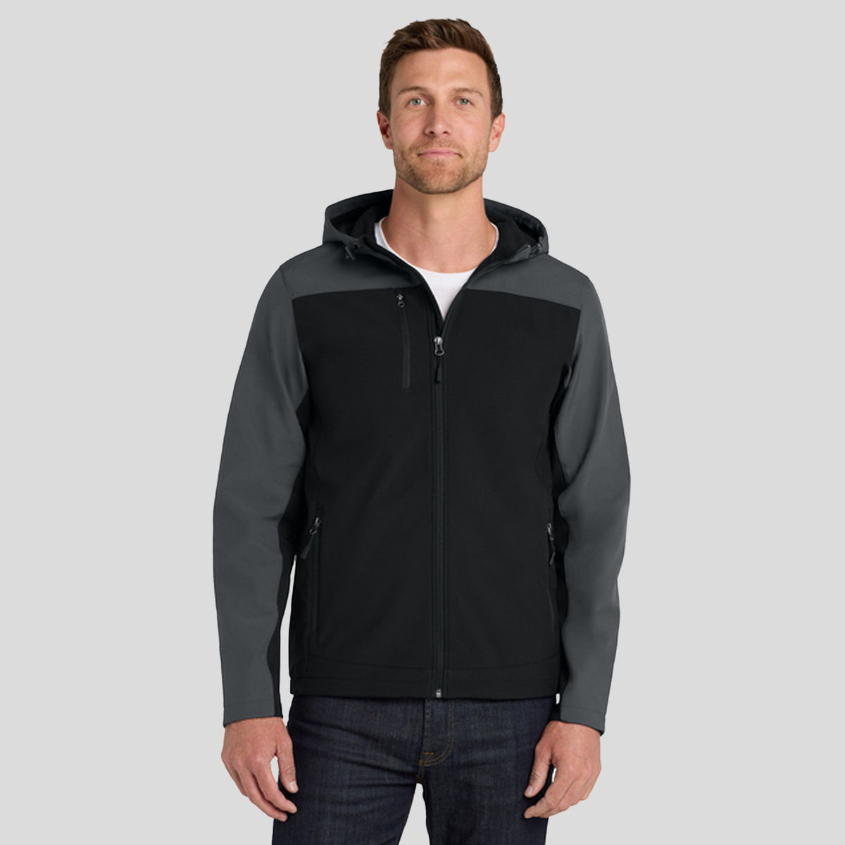 Hooded Core Soft Shell Jacket | Black/Battleship Grey