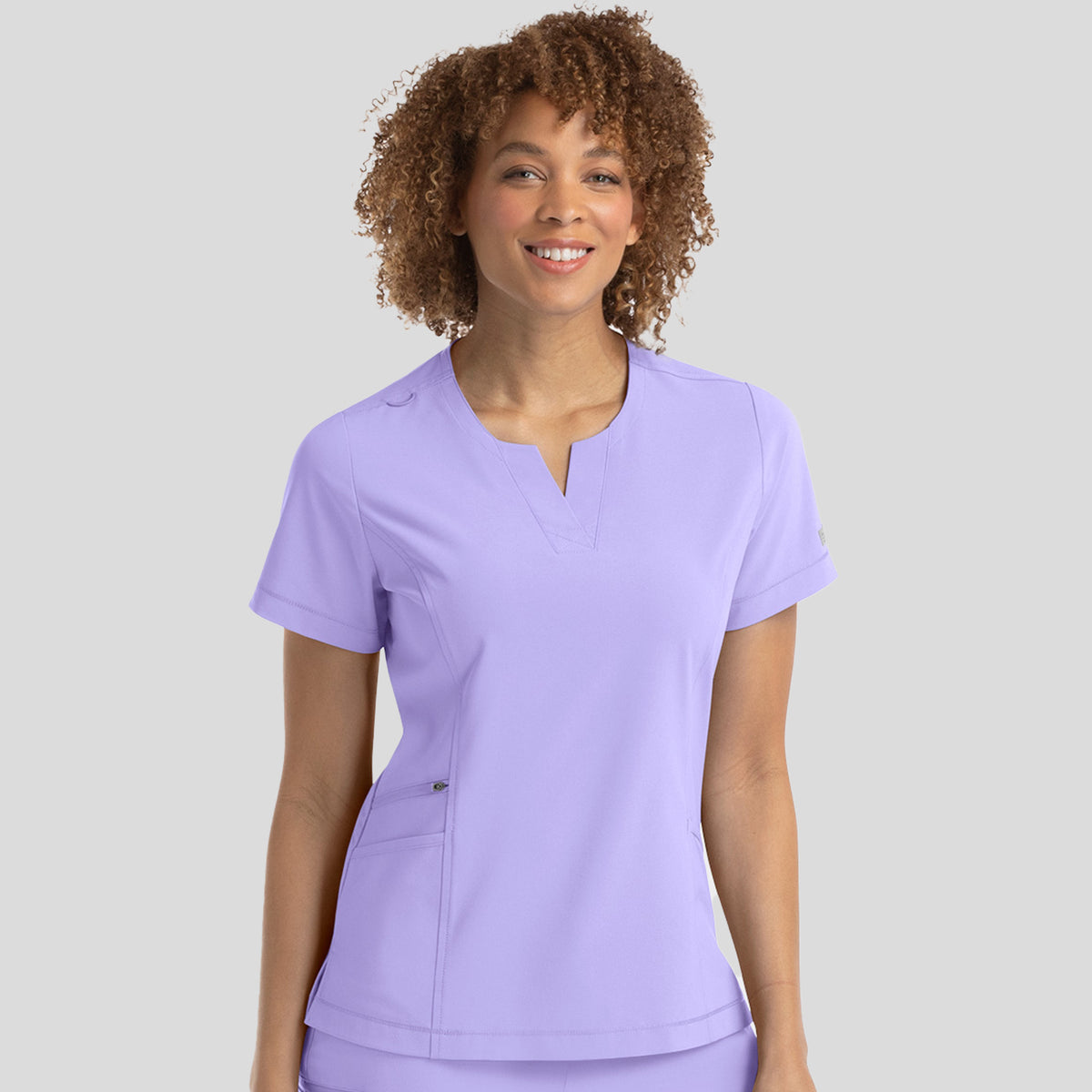 Notched Crew Neck Top | Lilac