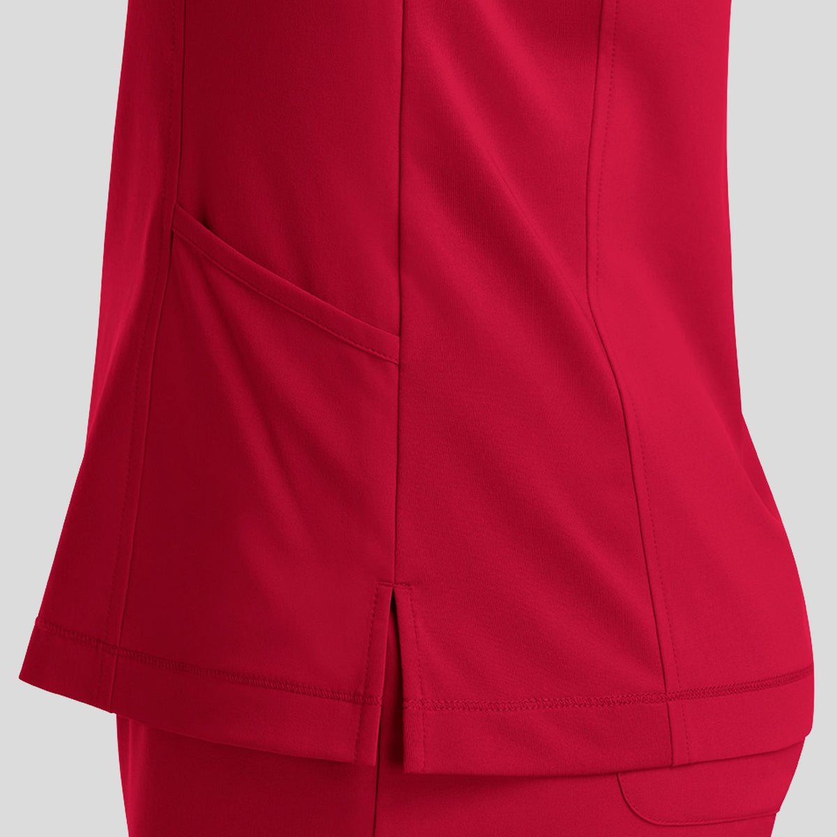 Notched Crew Neck Top | Red