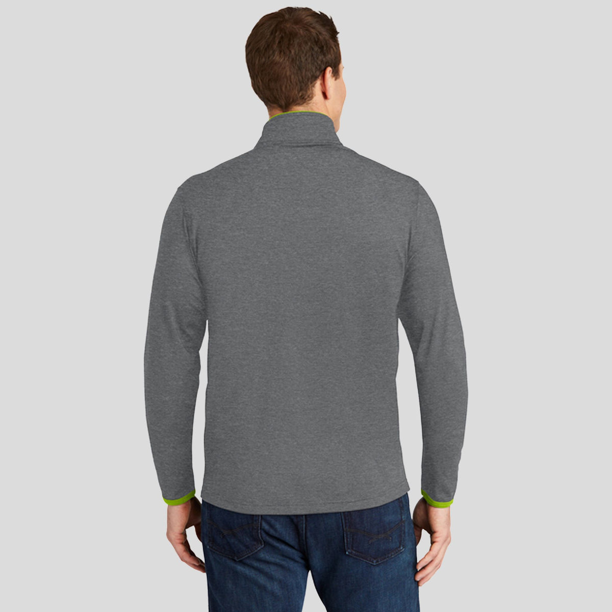 Sport-Wickยฎ Stretch Contrast Full-Zip Jacket | Charcoal Grey Heather/Charge Green