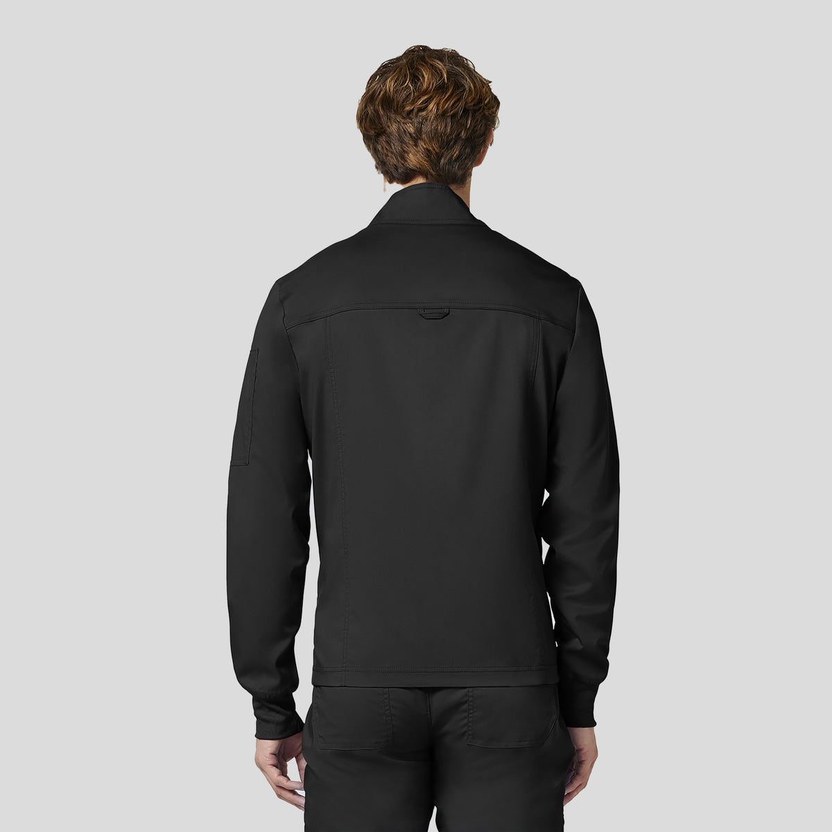Men's Zip Front Scrub Jacket | Black