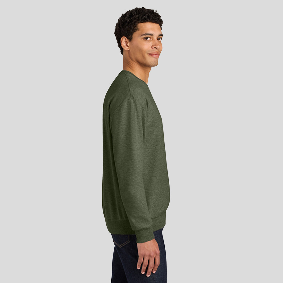 Ultimateβ’ Unisex CVC Ring Spun Crewneck Sweatshirt | Military Green Heather