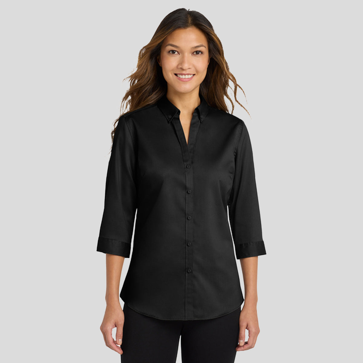 Women's 3/4-Sleeve SuperProβ’ Twill Shirt | Black