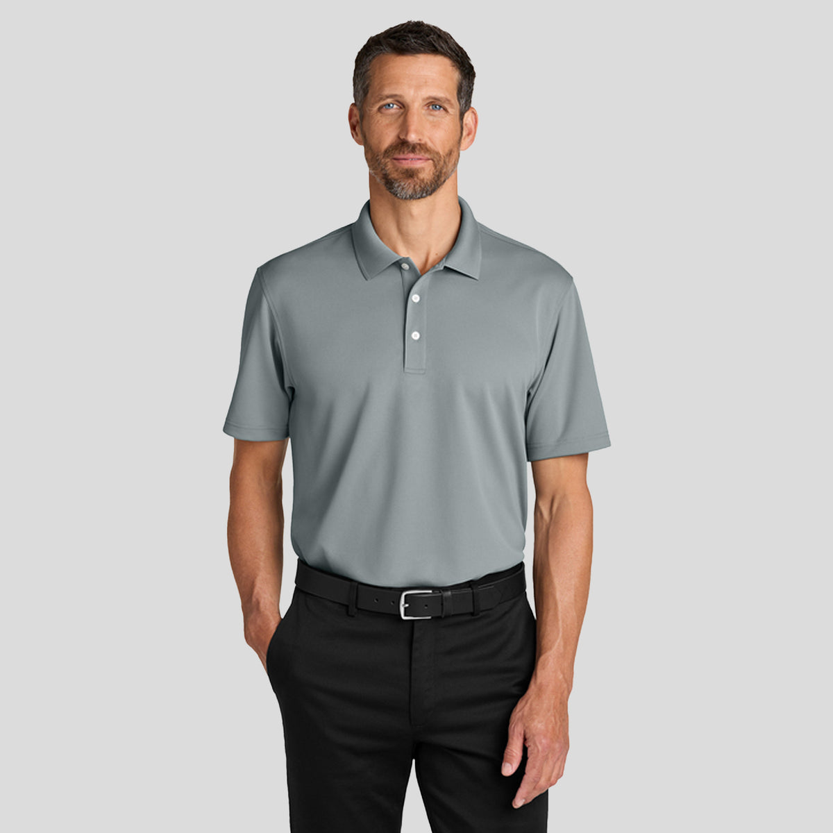 Men's Dry Zoneยฎ Stain-Release Grid Polo | Light Sterling Grey