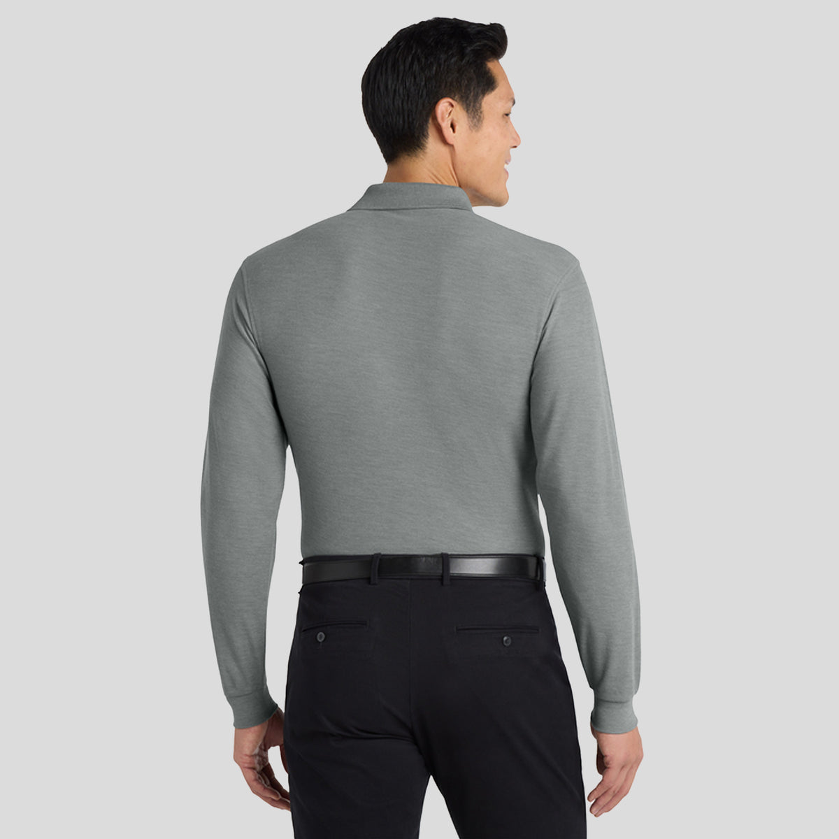 Tall Silk Touch Long Sleeve Polo | Cool Grey