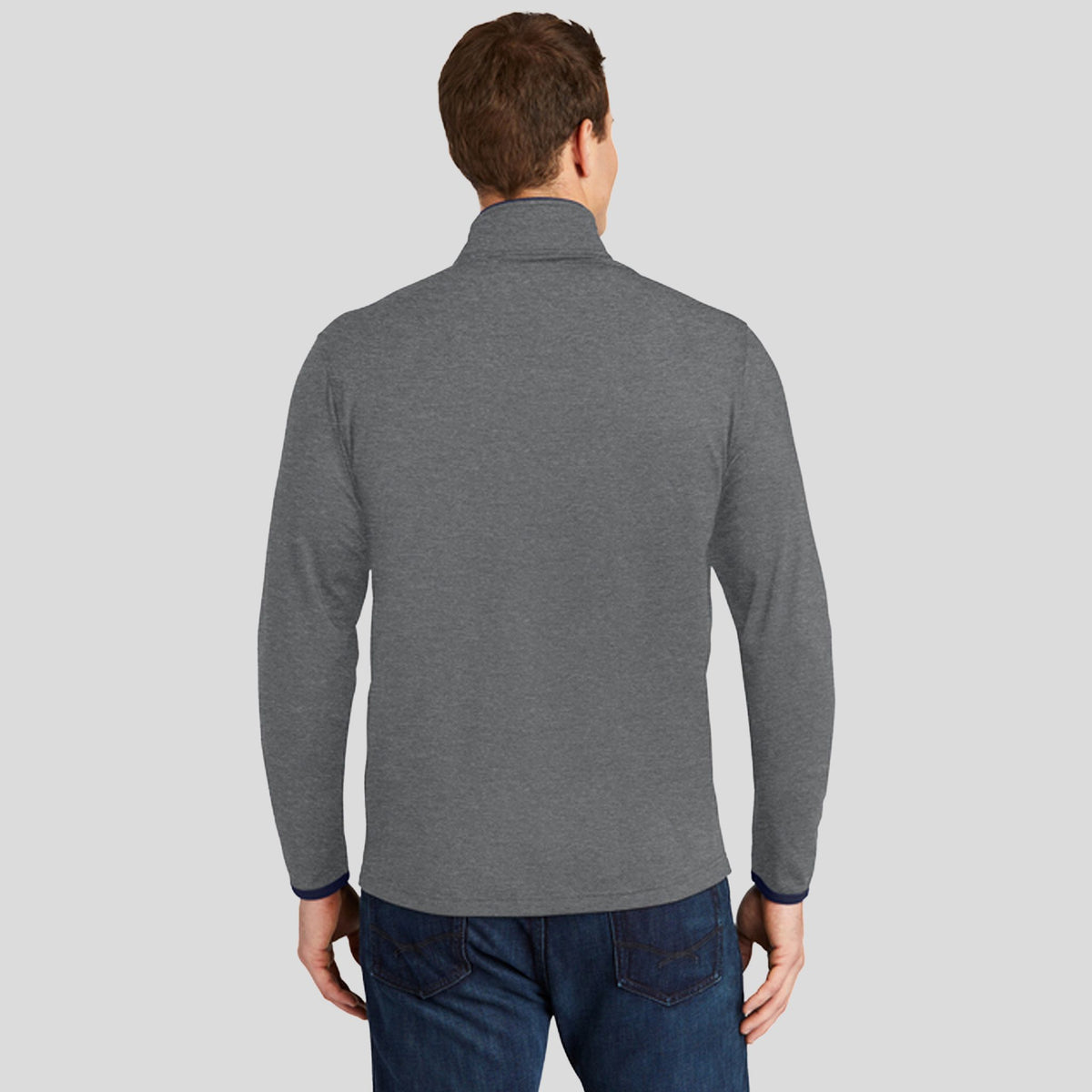Sport-Wickยฎ Stretch Contrast Full-Zip Jacket | Charcoal Grey Heather/True Navy