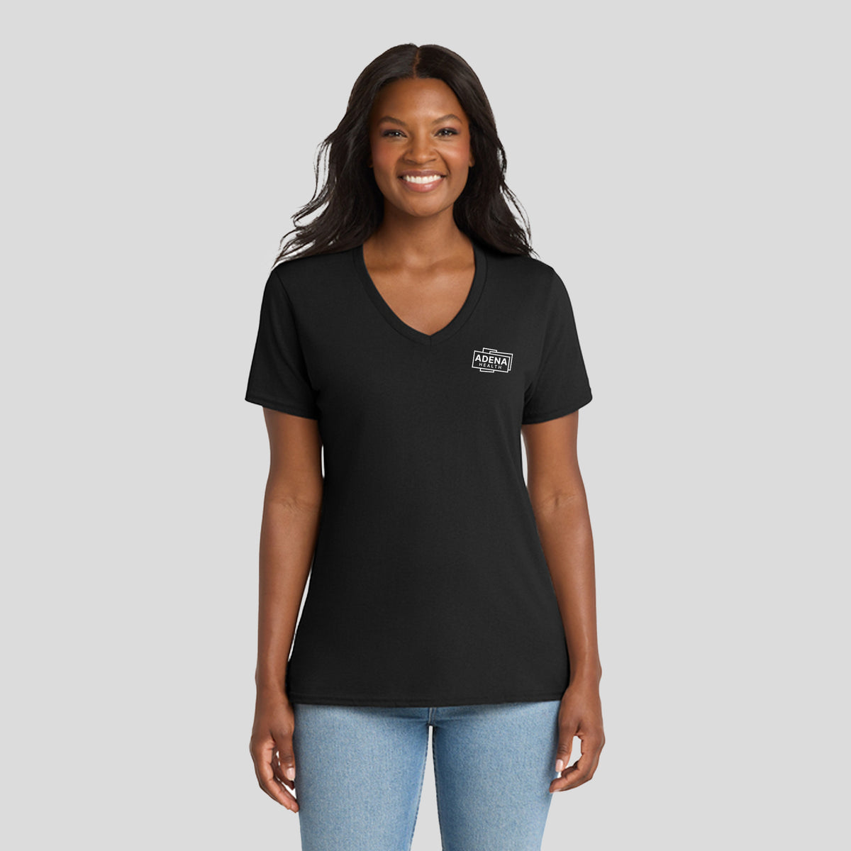 Adena Core Cotton V-Neck Tee | Black