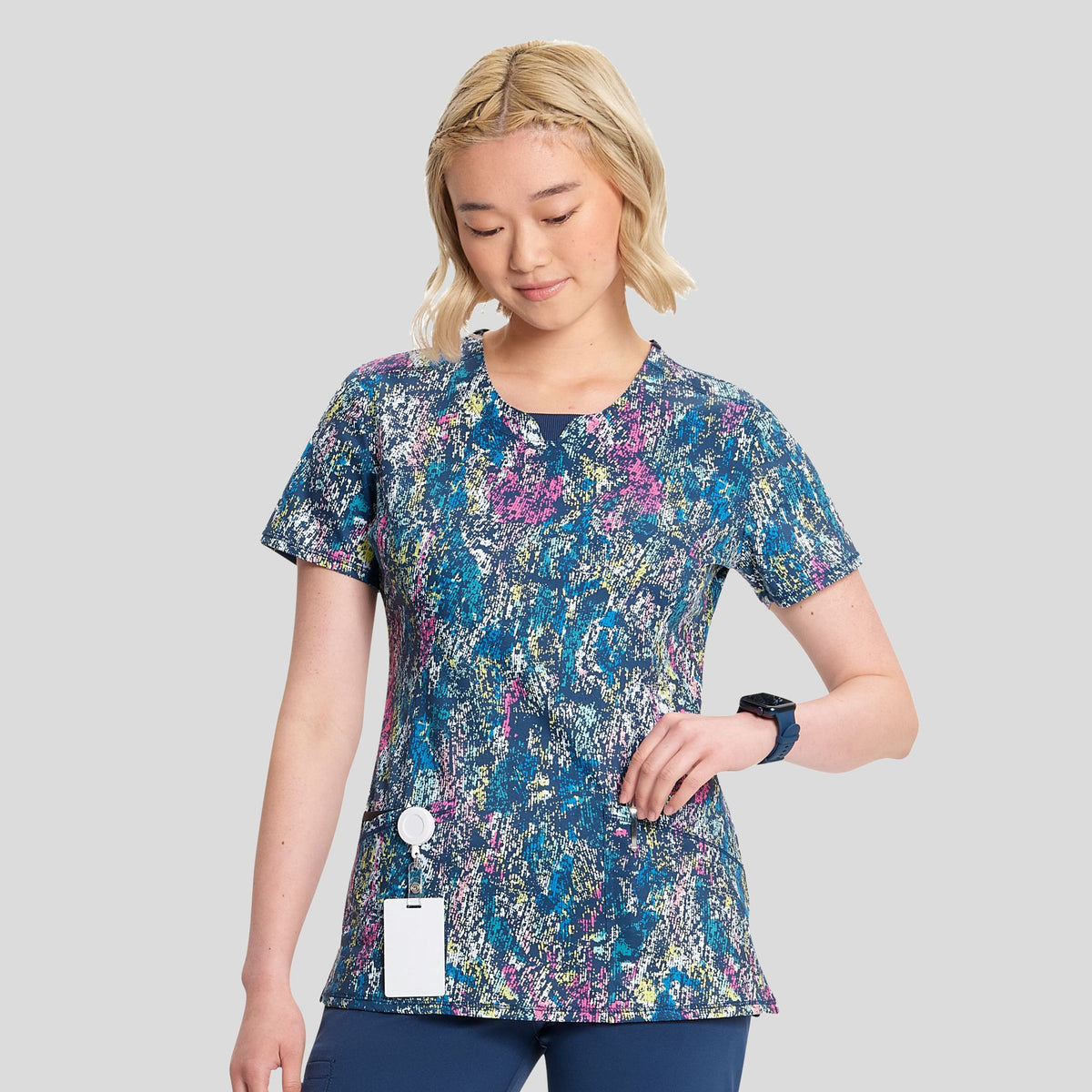 Colorful Distress Print Top