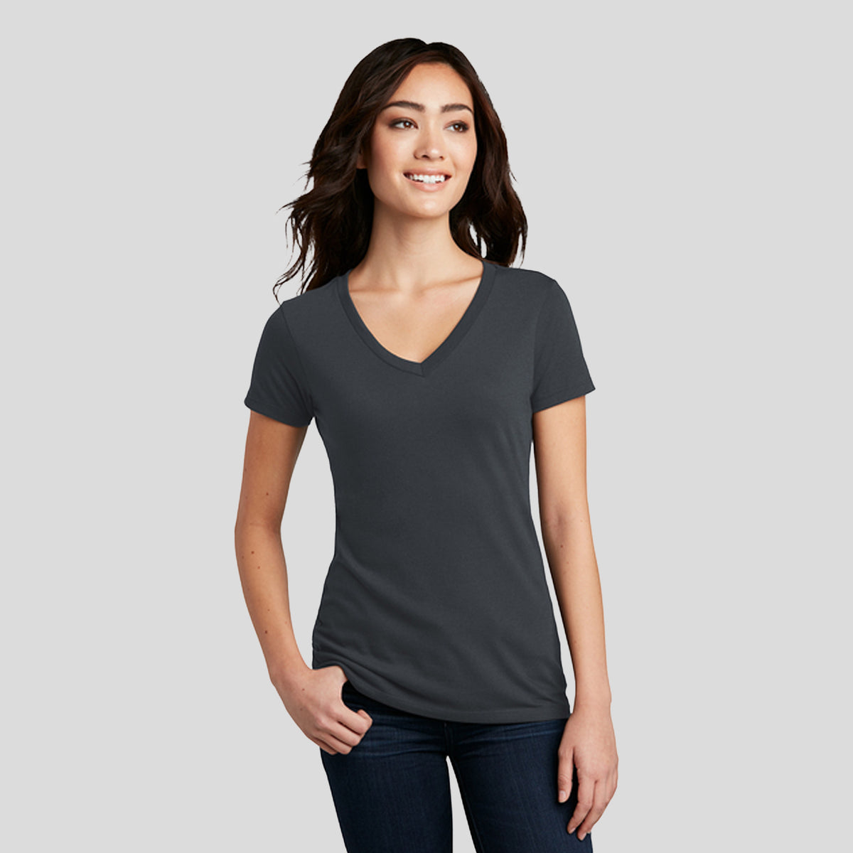 Women’s Perfect Blend® CVC V-Neck Tee | Charcoal