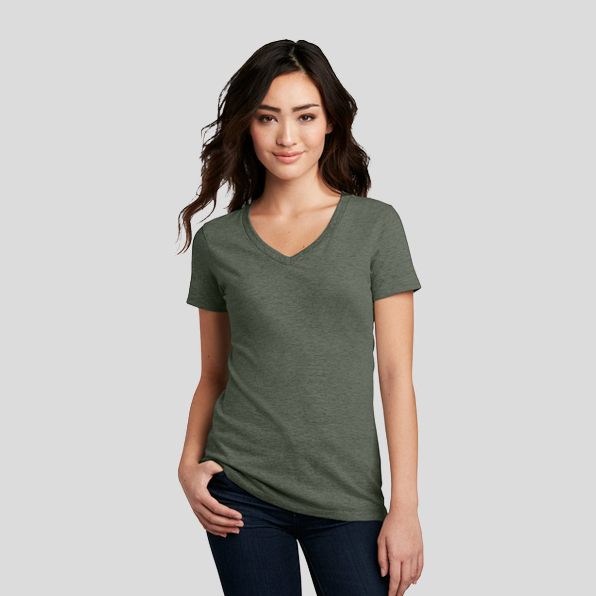 Women’s Perfect Blend® CVC V-Neck Tee | Heathered Olive